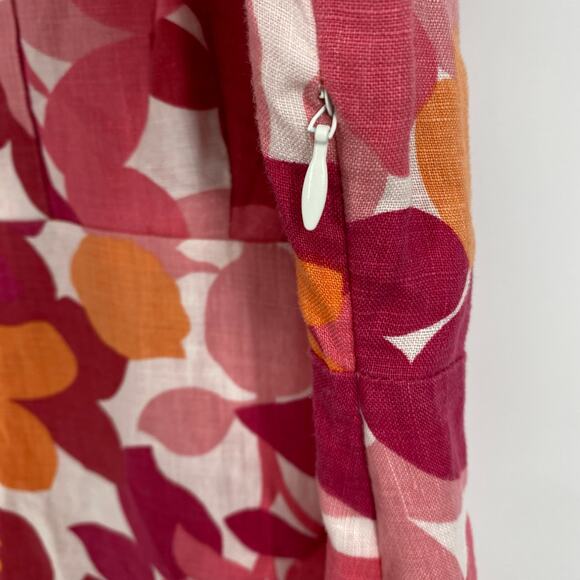 Boden Dress Women's 12 Pink Floral Linen Shift Midi Coastal Beach Cruise - Picture 4 of 9
